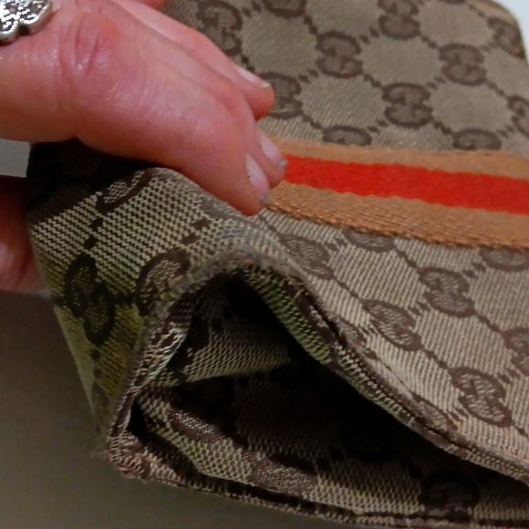 Auth Gucci GG Pouch Vtg VestierCollection Leather/Canvas Brn/Tan Monogram EUC - Picture 9 of 13